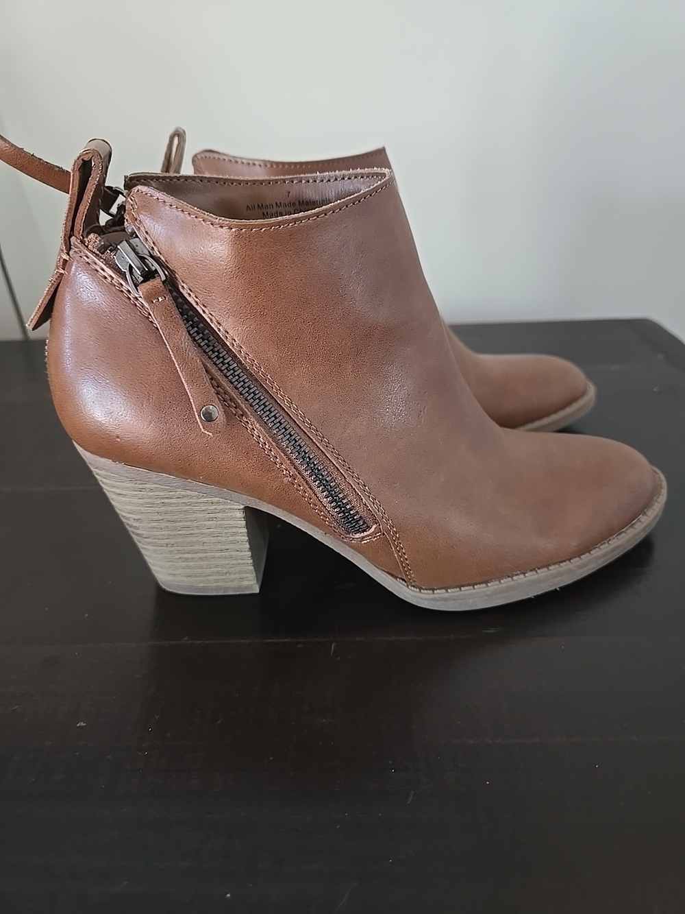 Dolce Vita Brown Leather Ankle Booties with Double Side Zip